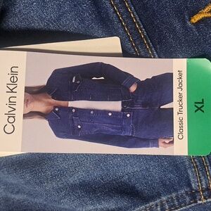 Calvin Klein Women Classic Trucker Jean Jacket - Dark Blue New Size XL
